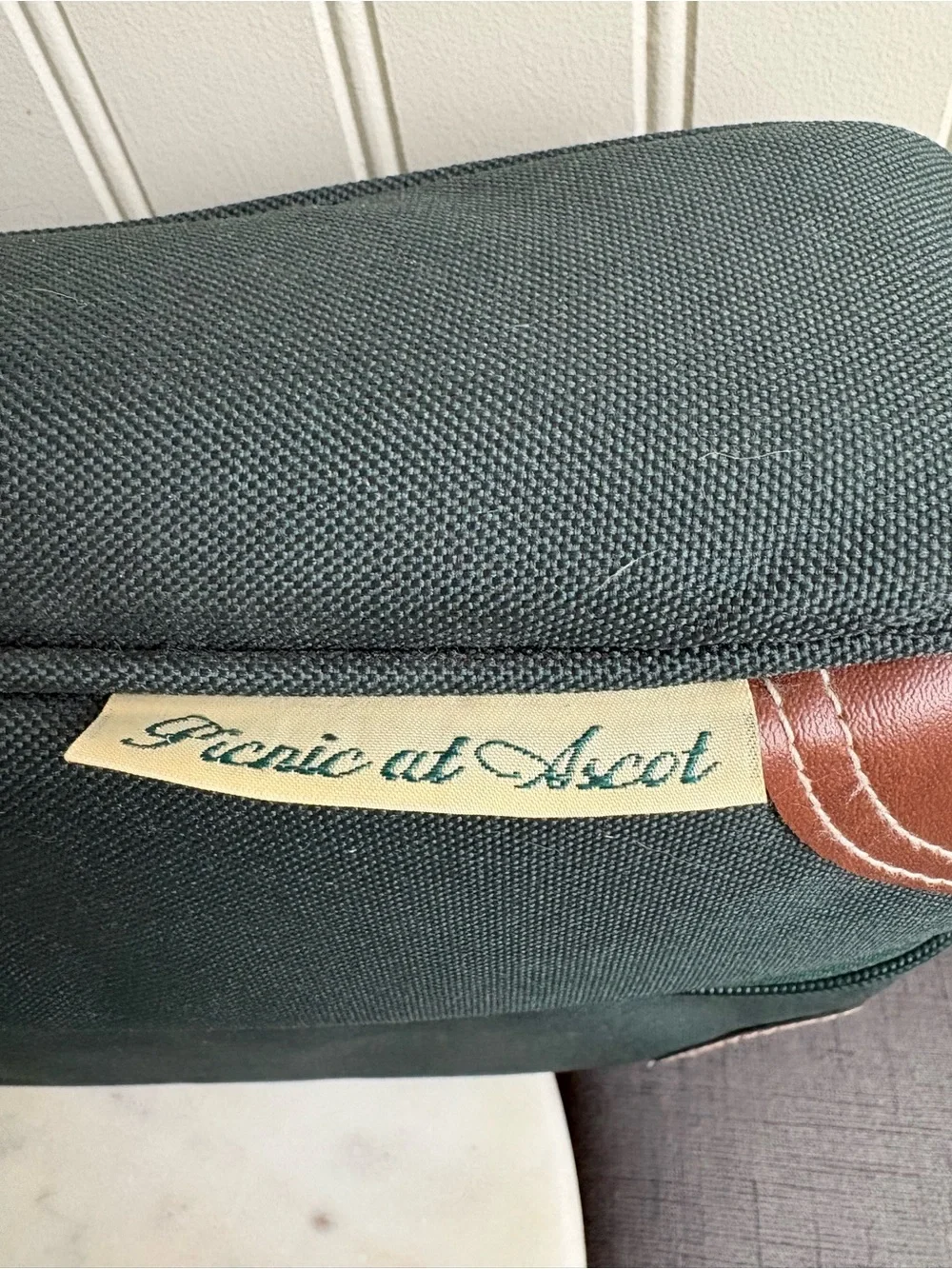 Picnic at Ascot Insulated Travel Wine Tote Bag Dark Green with Opener & Cups